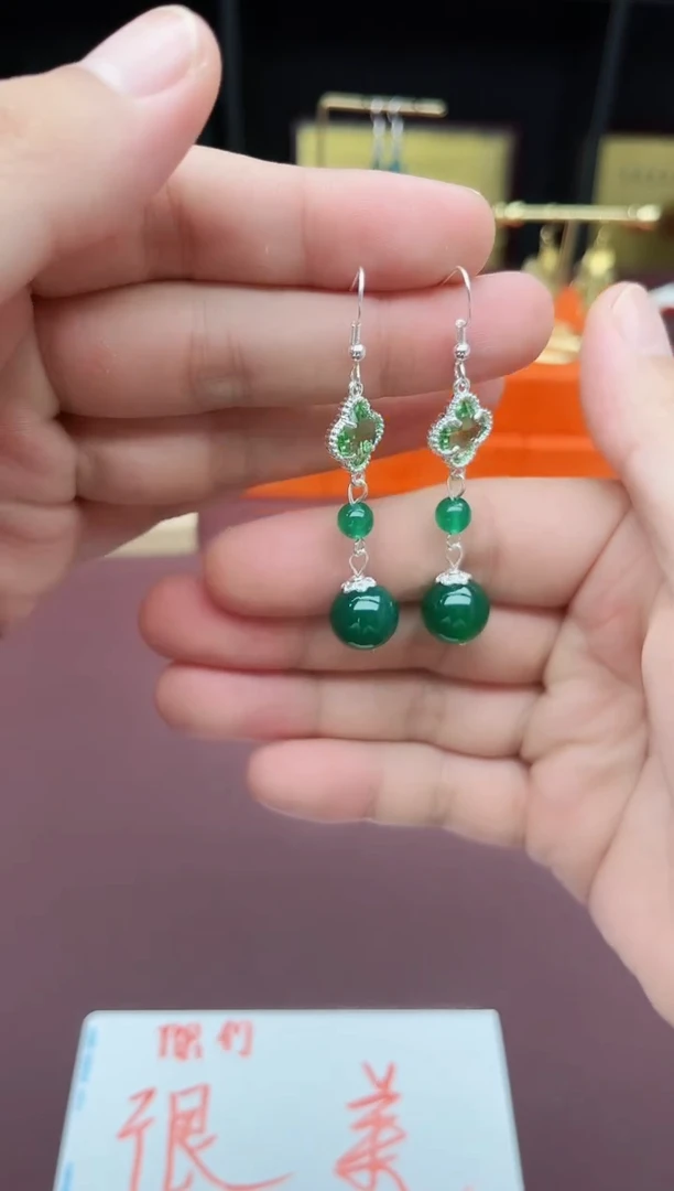 玛瑙/玉髓耳饰银S925镶嵌705000