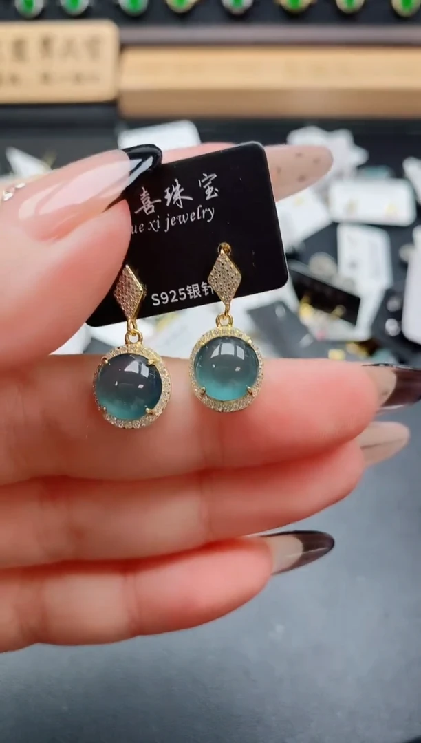 银S925镶嵌戒指翡翠1
