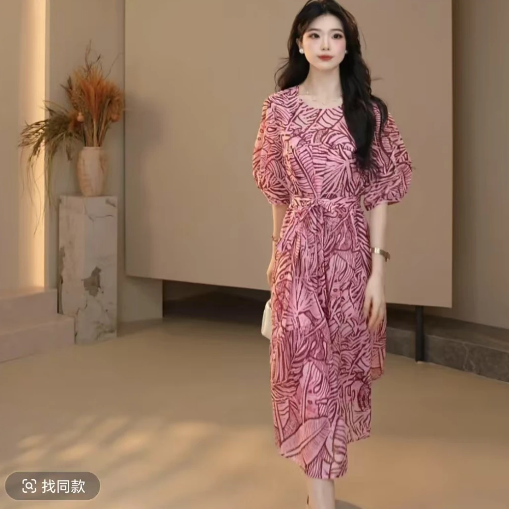 阿玛施AMASS25年夏季新款碎花印花度假风宽松夏季度假女士洋装