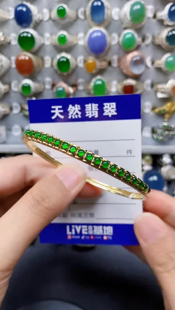 翡翠手镯银S925镶嵌372