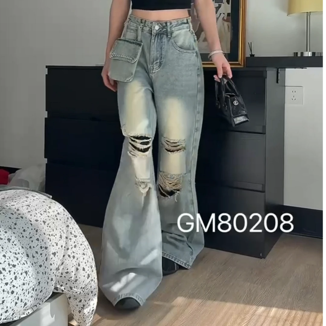 GM家2025新款破洞夏季牛仔裤女裤设计款时尚辣妹洋气百搭显瘦