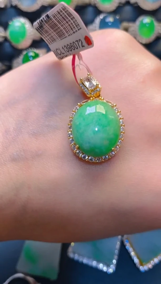 银S925镶嵌翡翠耳饰天然