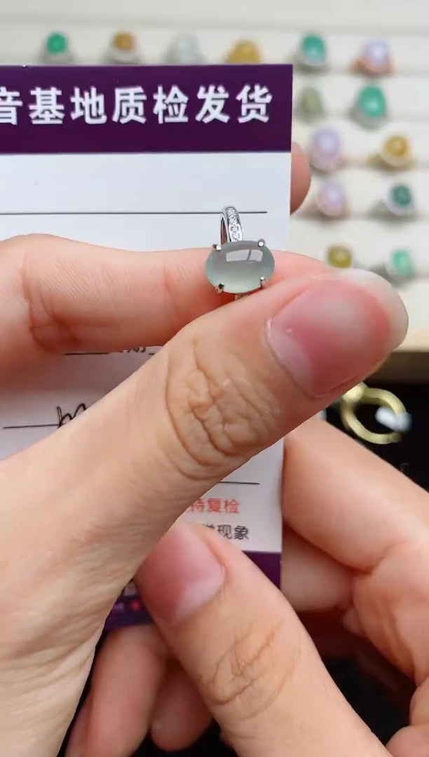 翡翠戒指银S925镶嵌...
