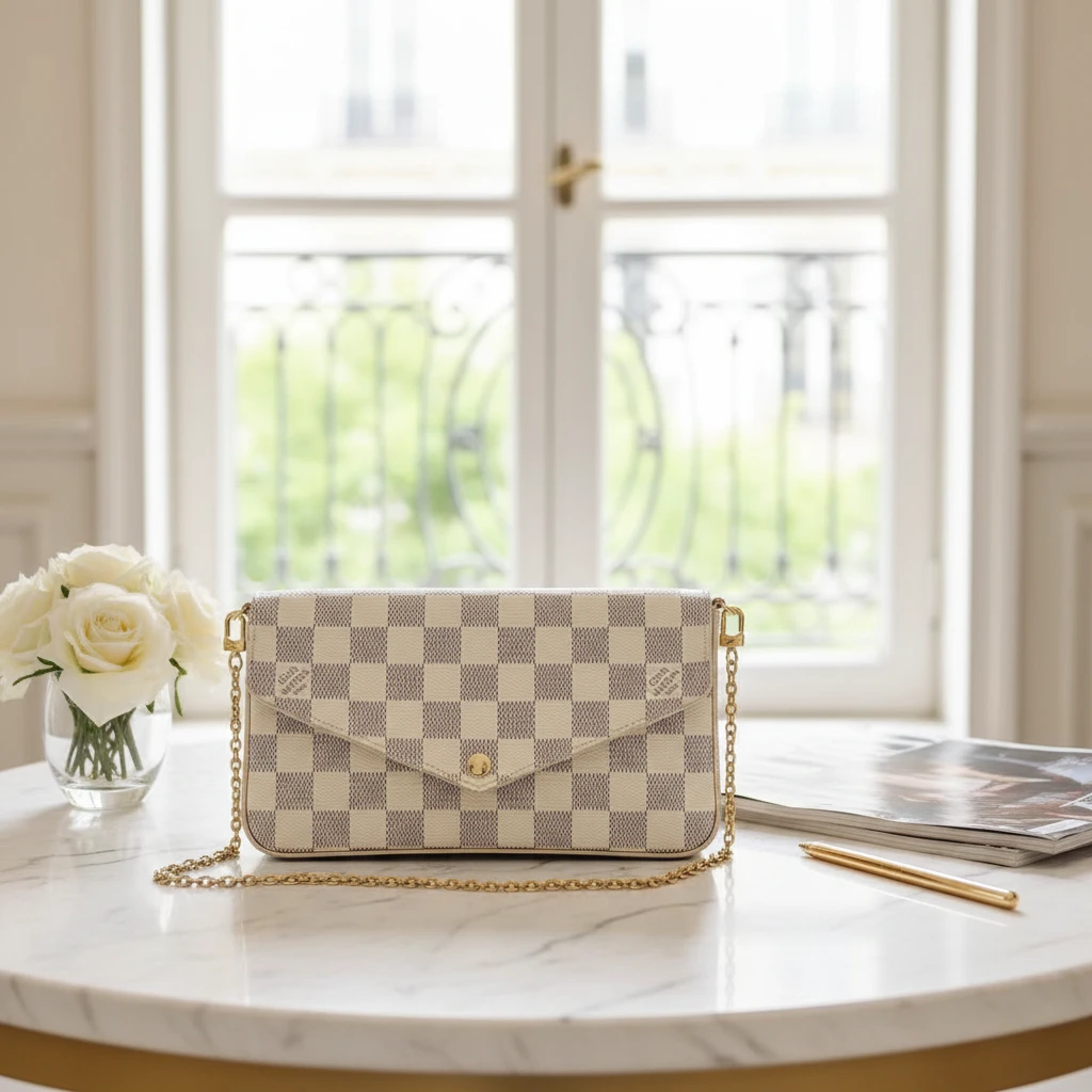 95新 LouisVuitton/路易威登 白棋盘格三合一 链条包 1845 1668