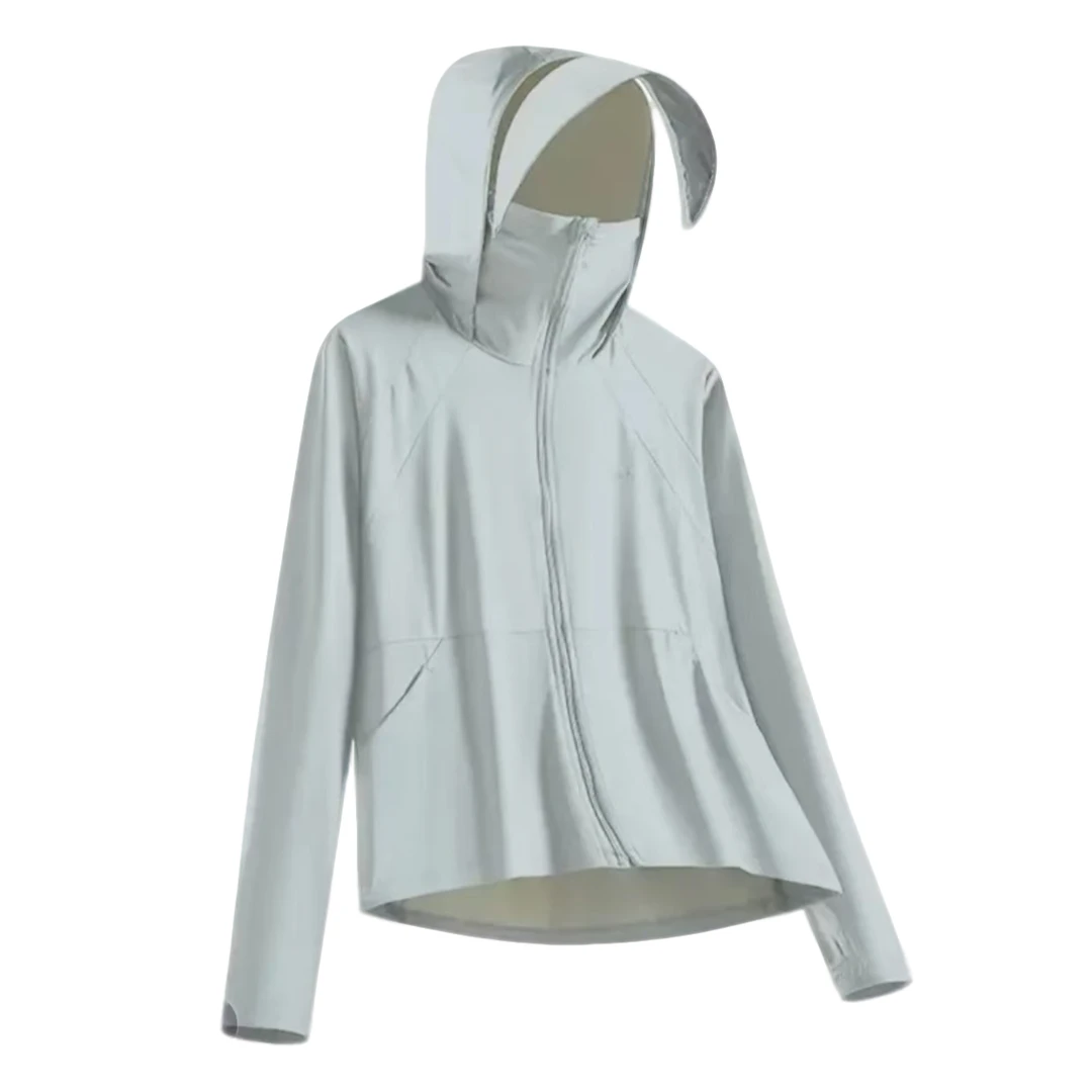 E358#【夏季可拆卸黑胶帽檐】原纱冰感透气衣宽松连帽防晒衣