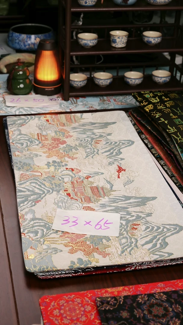 【千里江山白双面】中国风干泡织锦茶席33*65