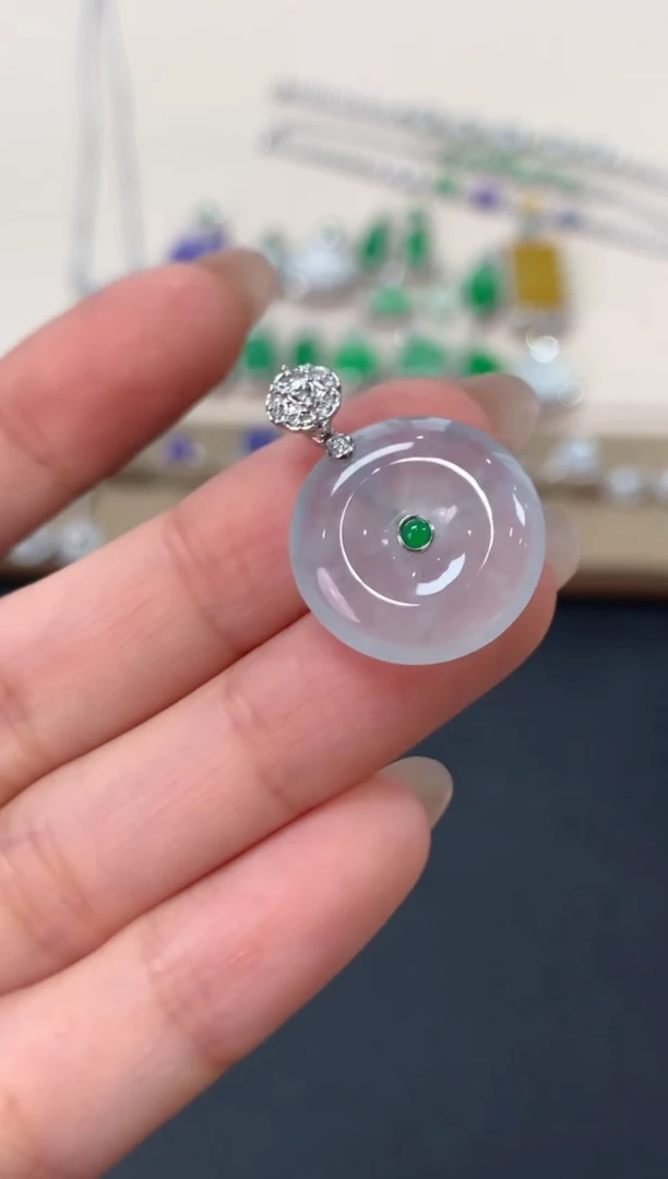 翡翠18K金镶嵌吊坠(不含链)平安扣吊坠2980