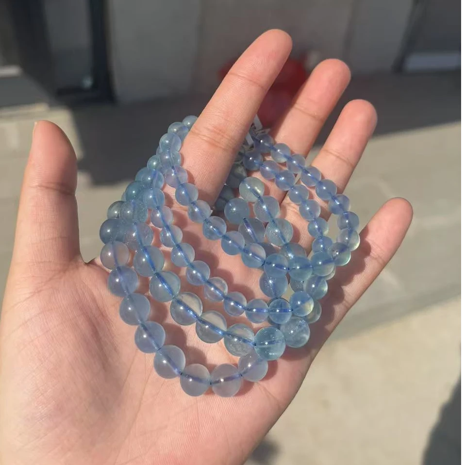 培育海蓝宝石海蓝宝单圈手串尺寸可选发其一