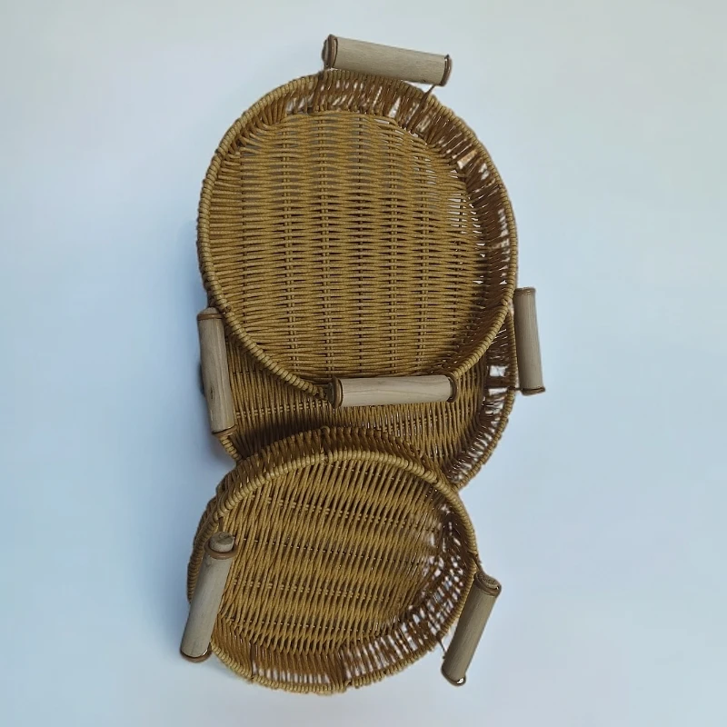 简约仿藤条收纳篮3个一组