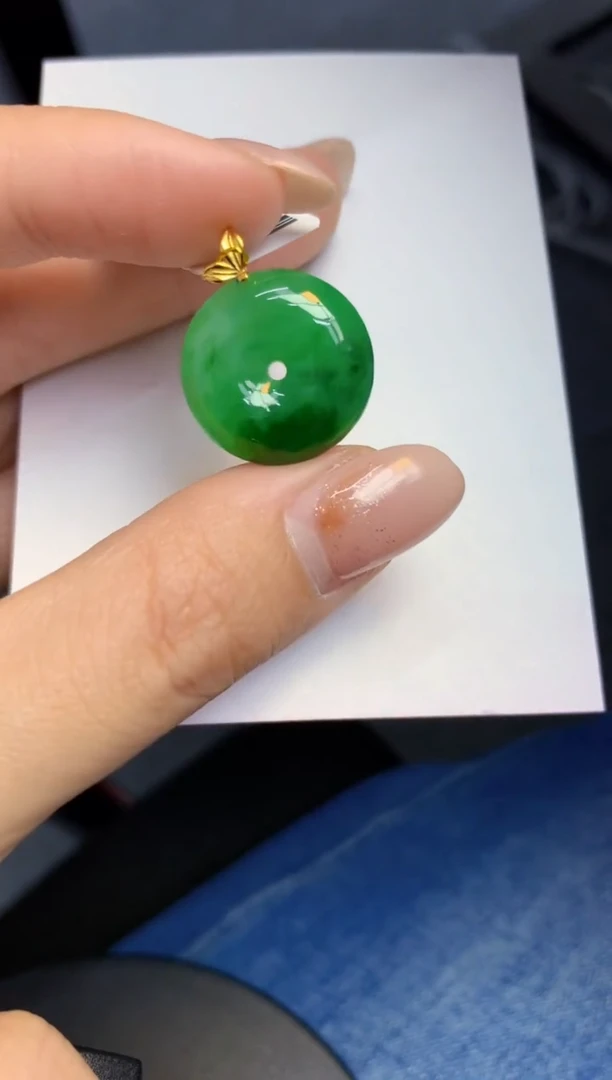 颈饰18K金镶嵌翡翠天然A货缅甸翡翠百元以上9元证书费自理