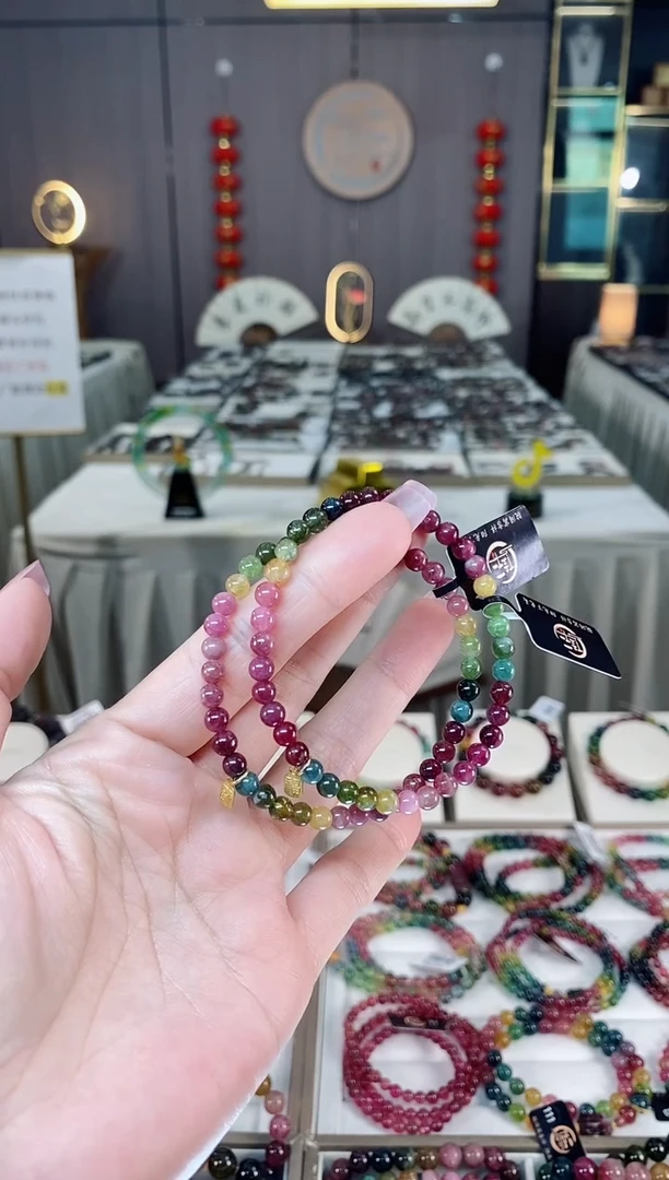 未镶嵌老矿碧玺单圈手串4mm+碧玺多样性发货一条hon