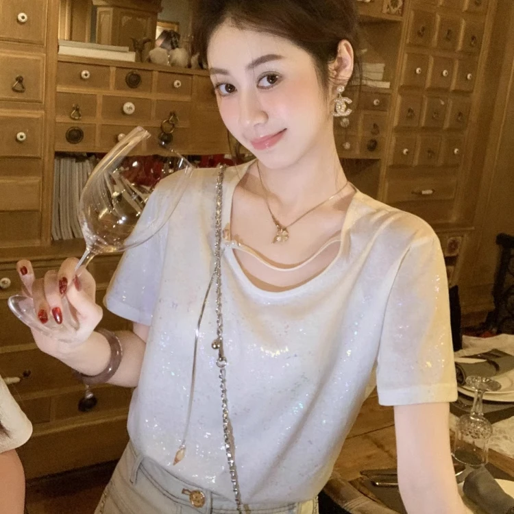 【清清专场】甜美气质宽松短袖t恤女2025新款夏日独特漂亮小上衣