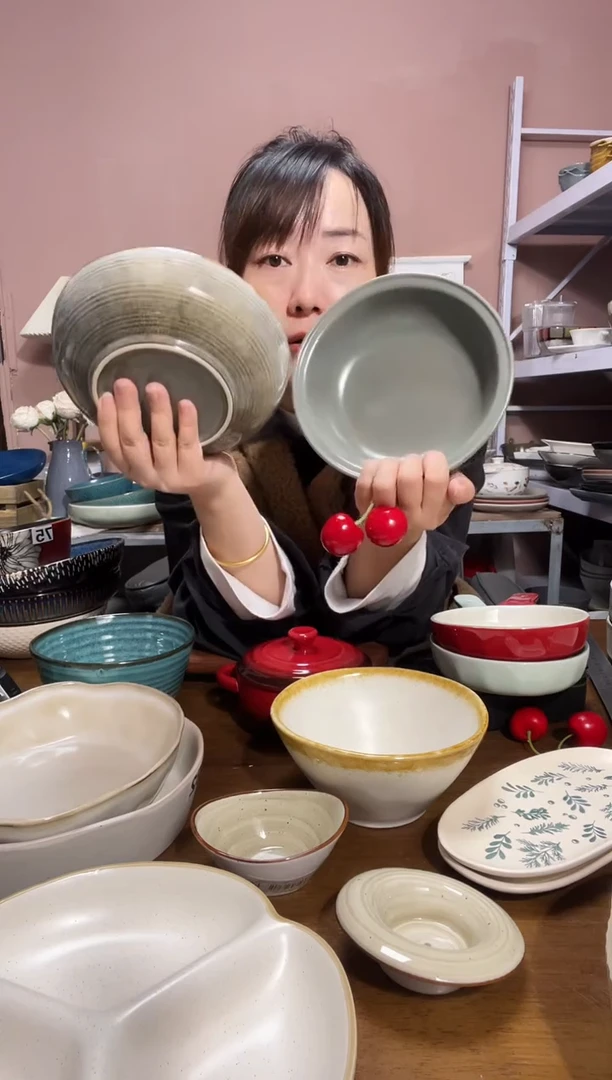 瓷微瑕（2个装）绿草帽+绿麻点碗