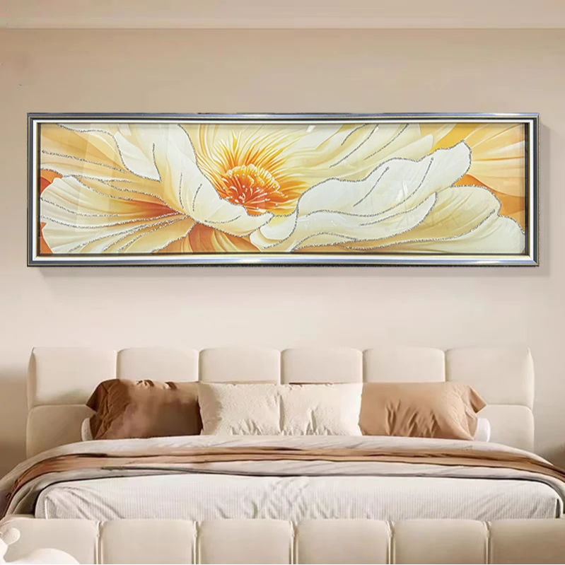 C66奶油风卧室床头装饰画温馨花卉夫妻房间挂画高级感沙发背景画