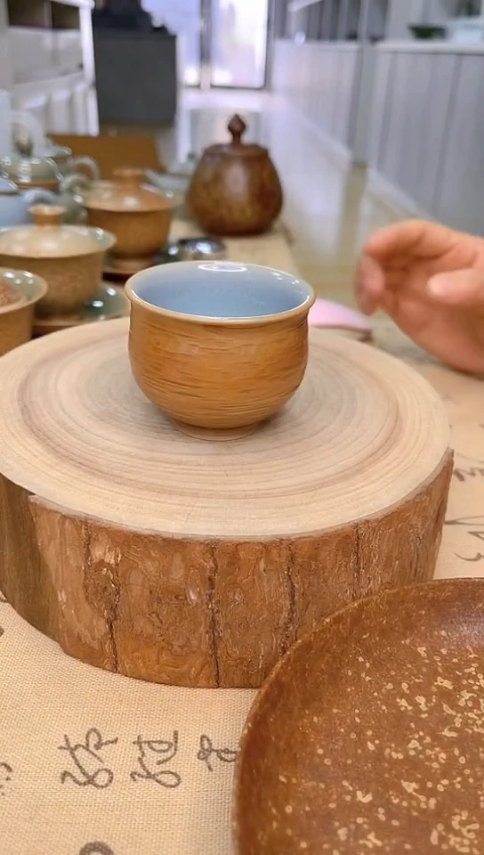摆件原生态原矿天蓝石头杯子