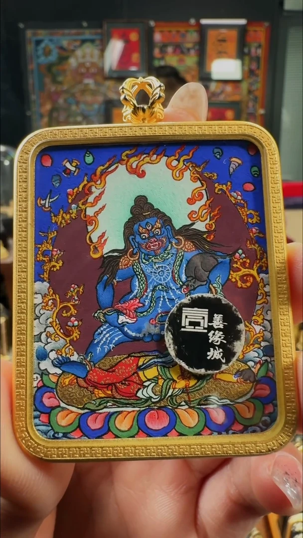 吊坠壹善缘城手绘唐卡黑C