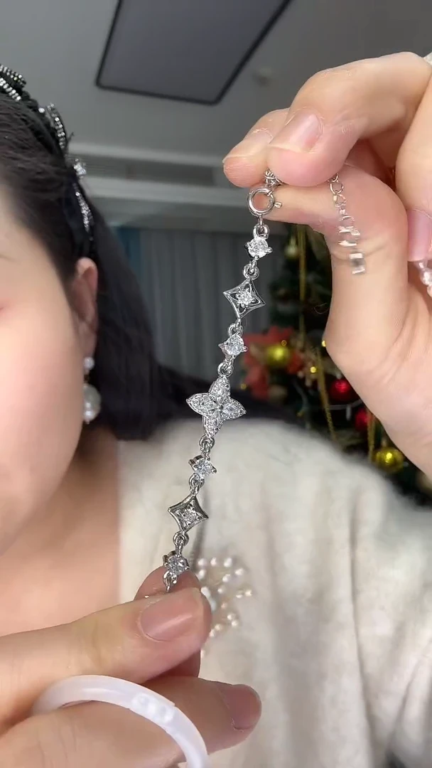 铜合金锆石四叶草银色延长链