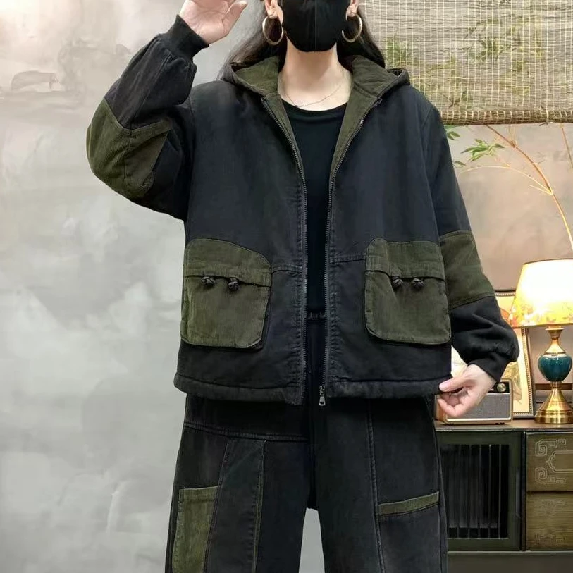 8983新款秋冬休闲减龄显瘦宽松复古上衣棉服