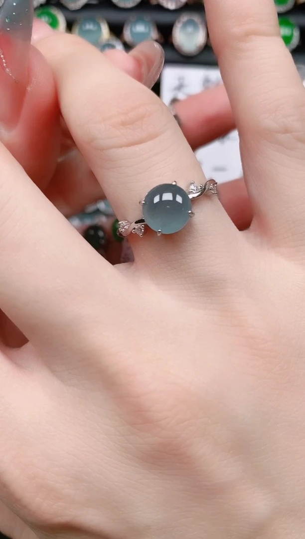 翡翠戒指银S925镶嵌111111