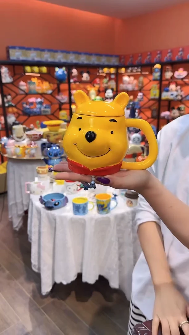 瓷片@@陶瓷杯维尼熊盖杯