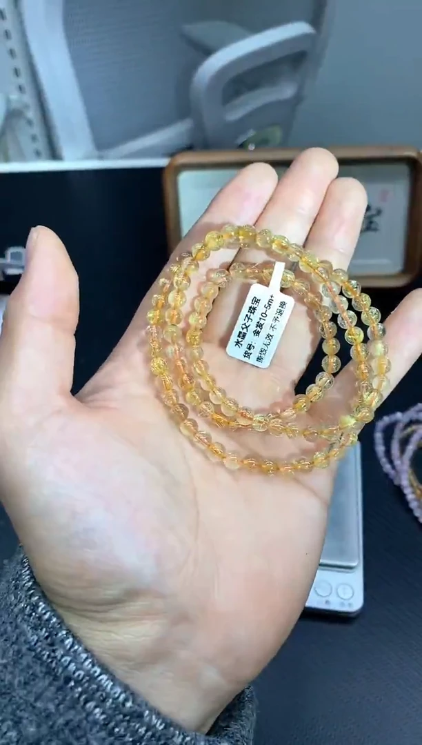 未镶嵌手串水晶BB3金发晶三圈5mm