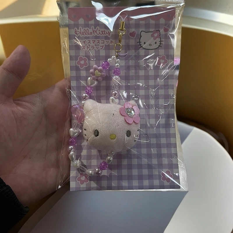 【大阪限定】Hello Kitty 粉色花猫头Kitty手机绳挂件