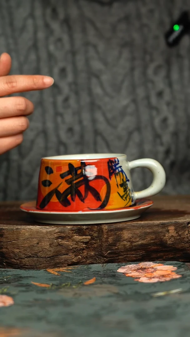 【闪购商品】杯釉下彩手工手绘同款陶器