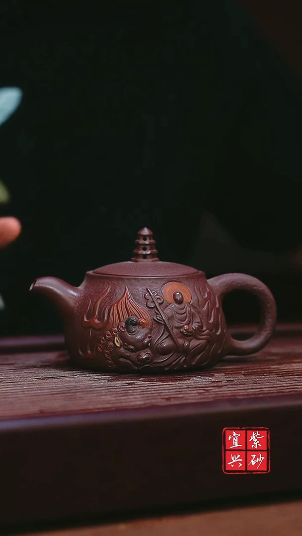 紫砂摆件 宜兴原矿紫砂  伏虎罗汉