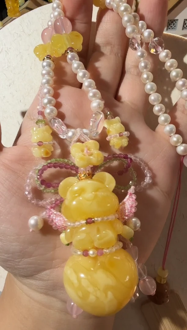 【闪购商品】蜜蜡项链未镶嵌蜜蜡爱心小熊项链