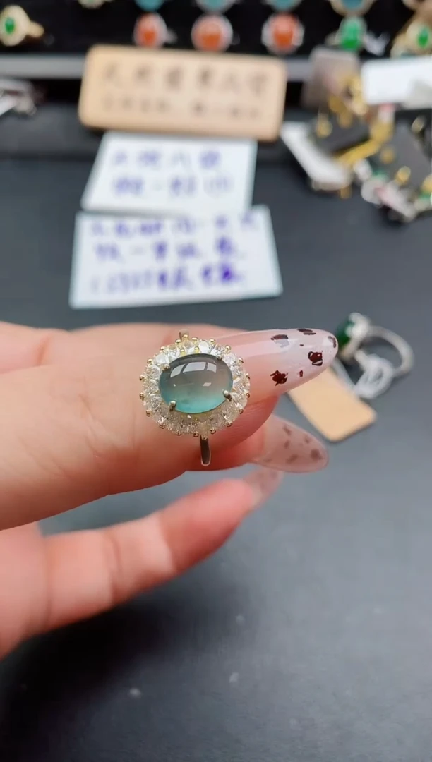 银S925镶嵌戒指翡翠1