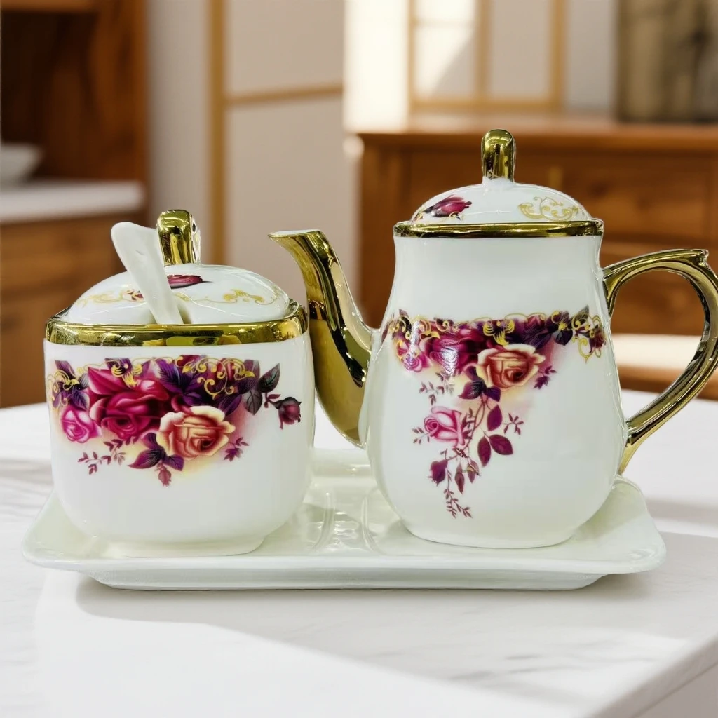 新疆包邮【紫色玫瑰辣椒醋罐】花色好看陶瓷辣椒醋罐好看家用调料瓶