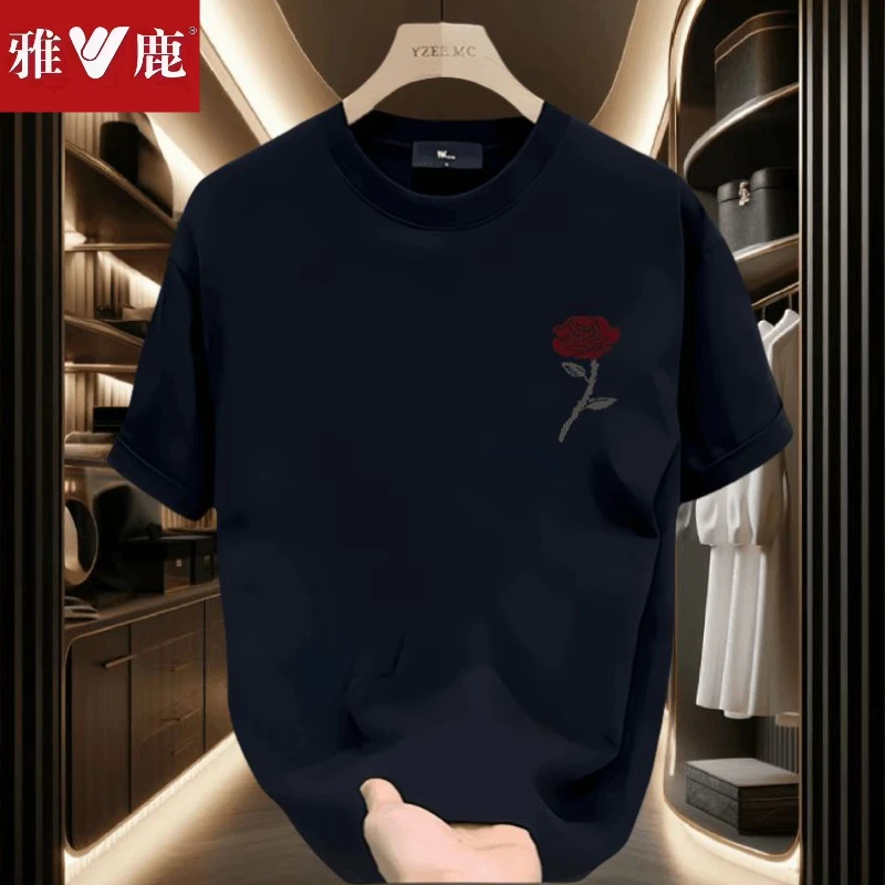 雅鹿爆款纯棉圆领短袖男t恤半袖t恤短袖男款男生百搭冰感修身宽松