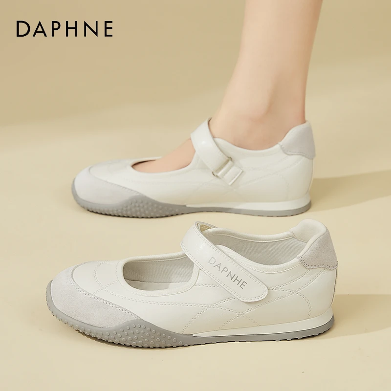 达芙妮银色运动玛丽珍女鞋2025春季新款浅口单鞋百搭厚底增高单鞋