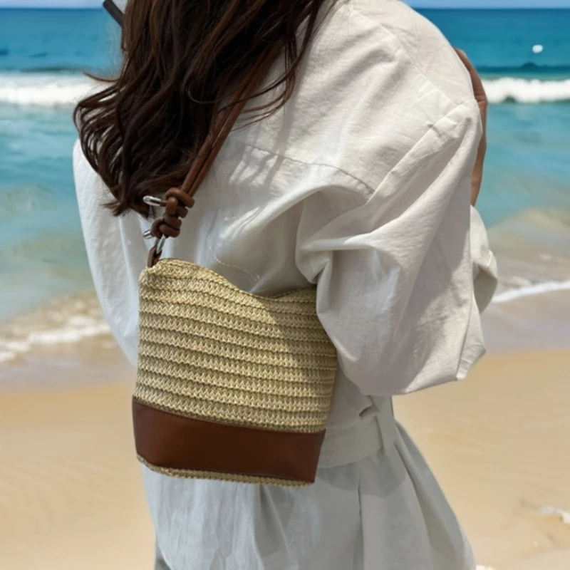 休闲手工编织百搭时尚海边包女包爆款春夏新款小包编织单肩斜挎包