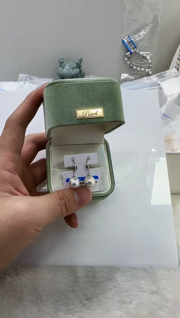 【闪购商品】淡水珍珠DA银S925镶嵌b320 白珠耳钩10