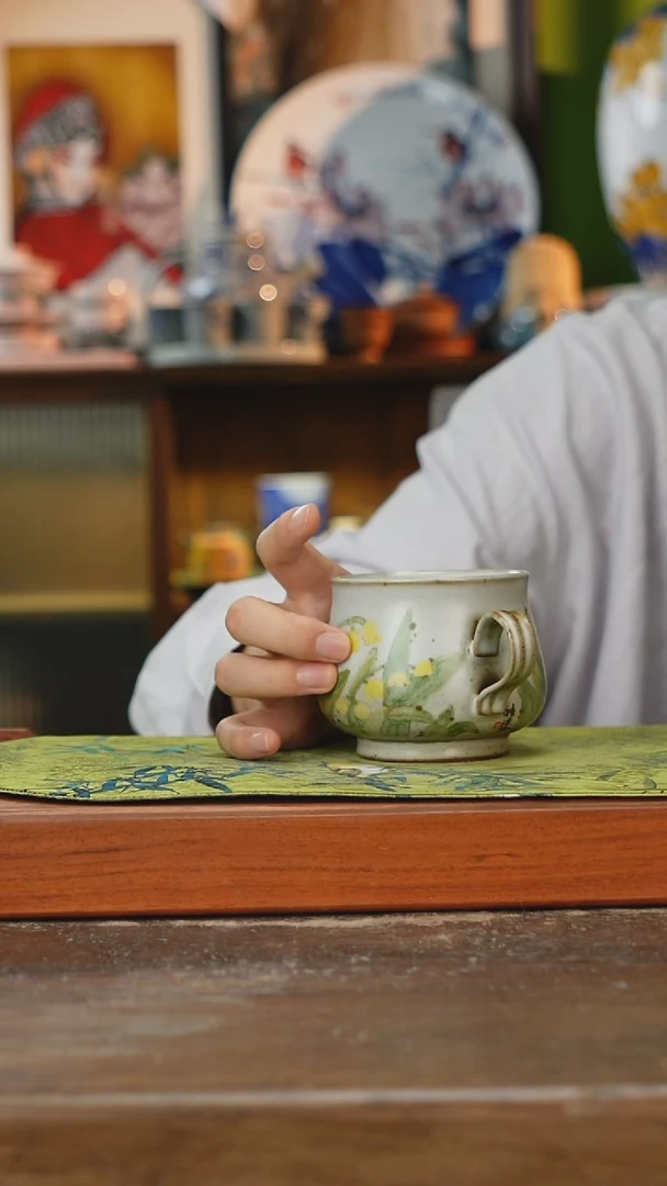 摆件景德镇釉下手绘陶瓷茶具，咖啡杯