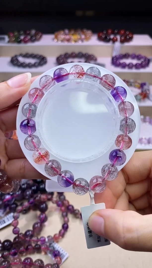 水晶手链未镶嵌黑加仑超七单圈10m+