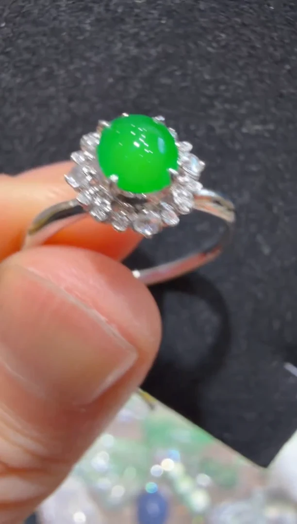 18K金镶嵌戒指翡翠多样性团购发一件