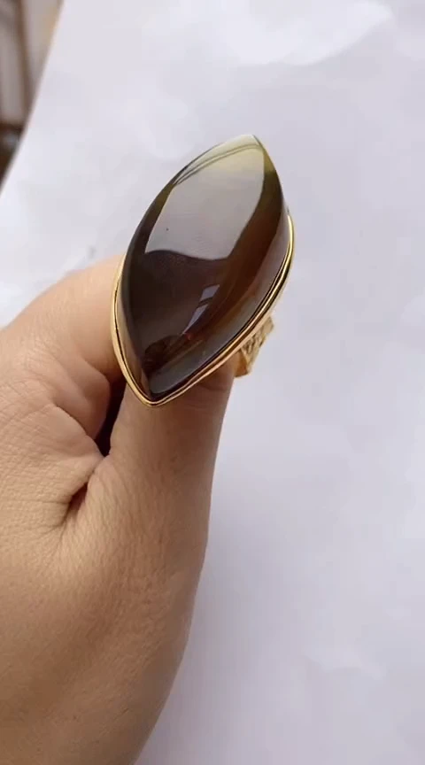 【闪购商品】琥珀裸石银S925镶嵌琥珀戒指