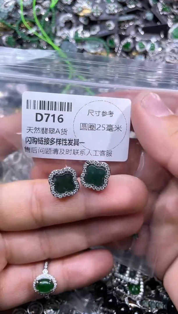 【闪购商品】翡翠颈饰未镶嵌D716耳钉