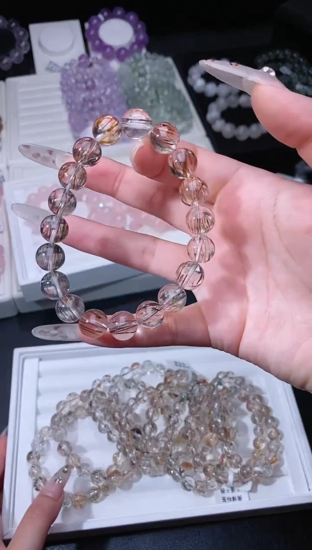 水晶手链未镶嵌328.61黑金超七手串 多样性发其一