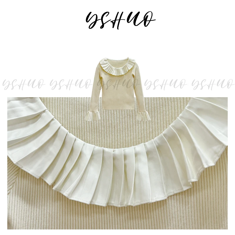 YSHUO【法式梦幻】法式高级感荷叶边修身拼接内搭打底衫 23966