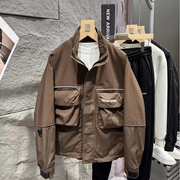 立领潮牌男士工装大口袋夹克外套
