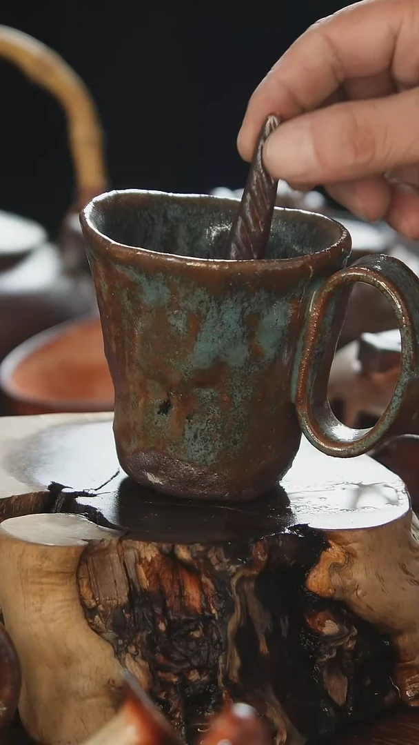 紫砂全手工正把手捏杯＋瓢