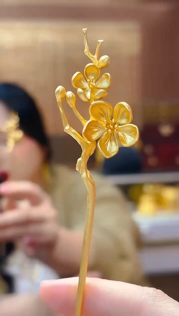 无925银纯银镀金 梅花发簪/件