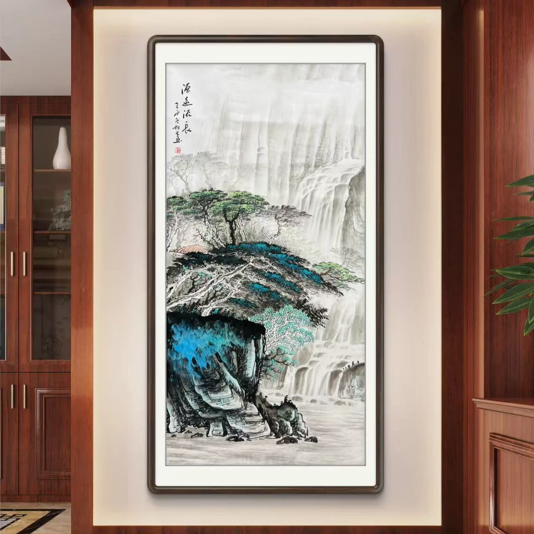 《源远流长》纯手绘山水画竖幅玄关客厅国画挂画国风中式书画字画