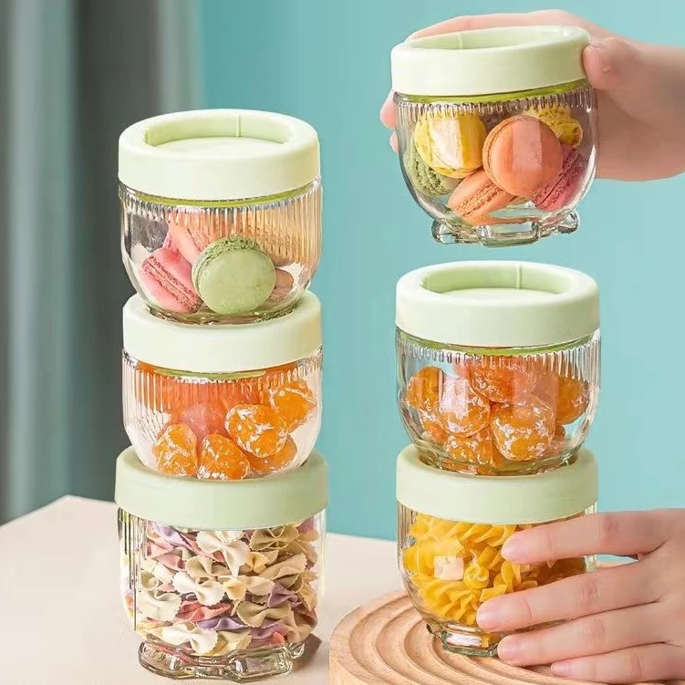 猫爪储物罐透明玻璃罐五谷杂粮零食干果储物罐家用厨房大小罐子调