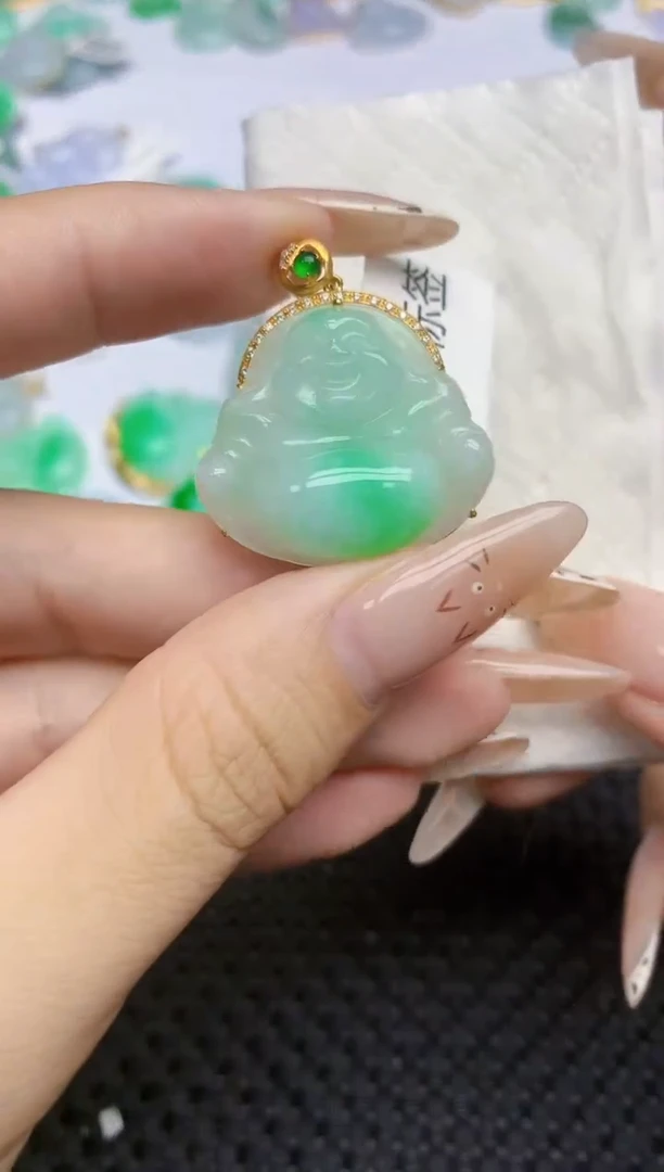 翡翠18K金镶嵌颈饰291    天然翡翠A货
