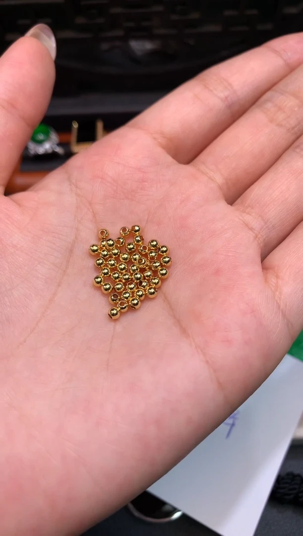 18K金镶嵌散珠翡翠青*香金珠子