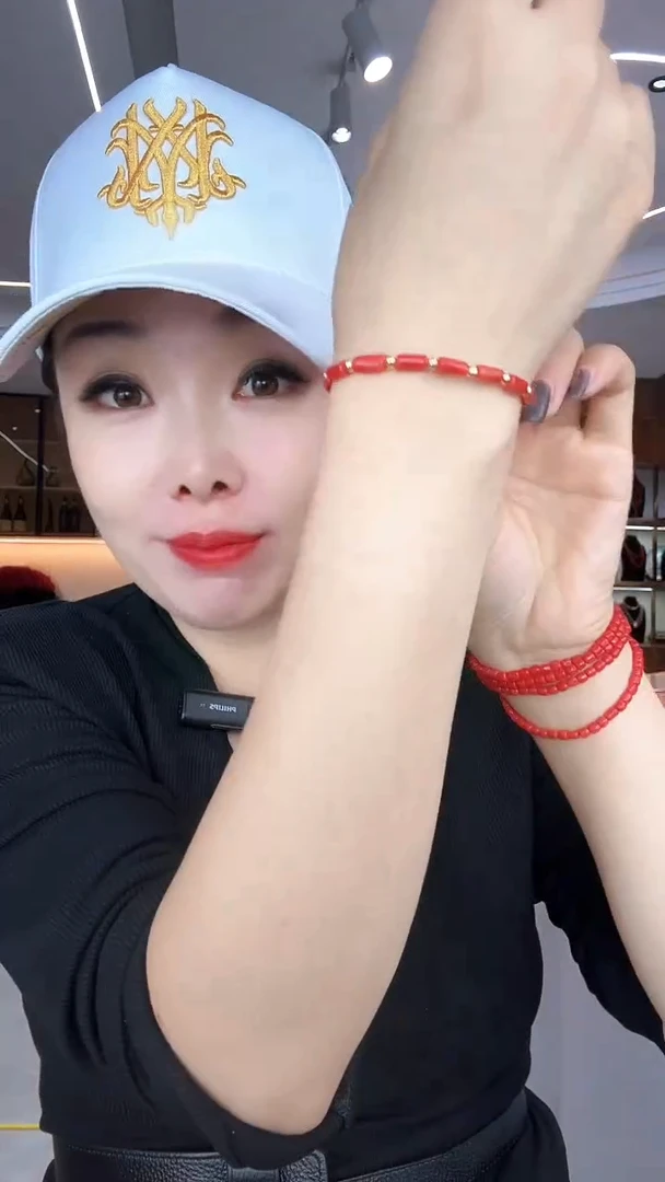 桶珠款中国红手链  加粗款